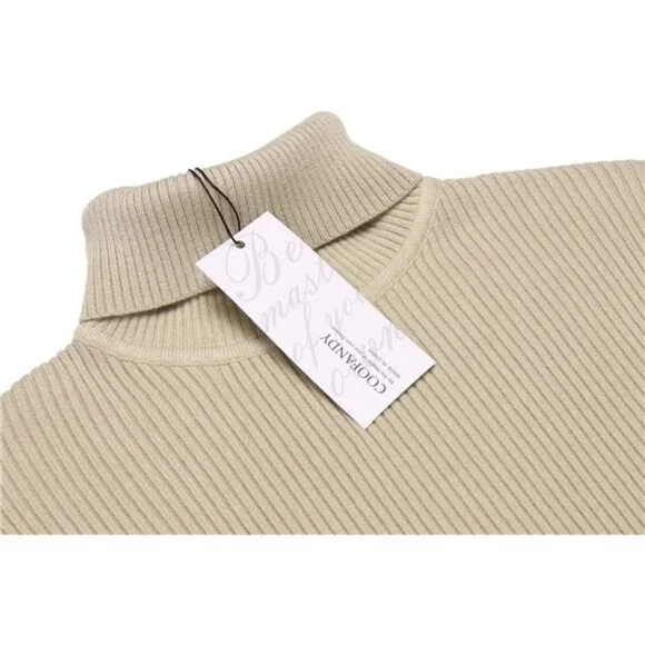 Mens Ribbed Slim Fit Knitted Pullover Casual Turtleneck Sweater